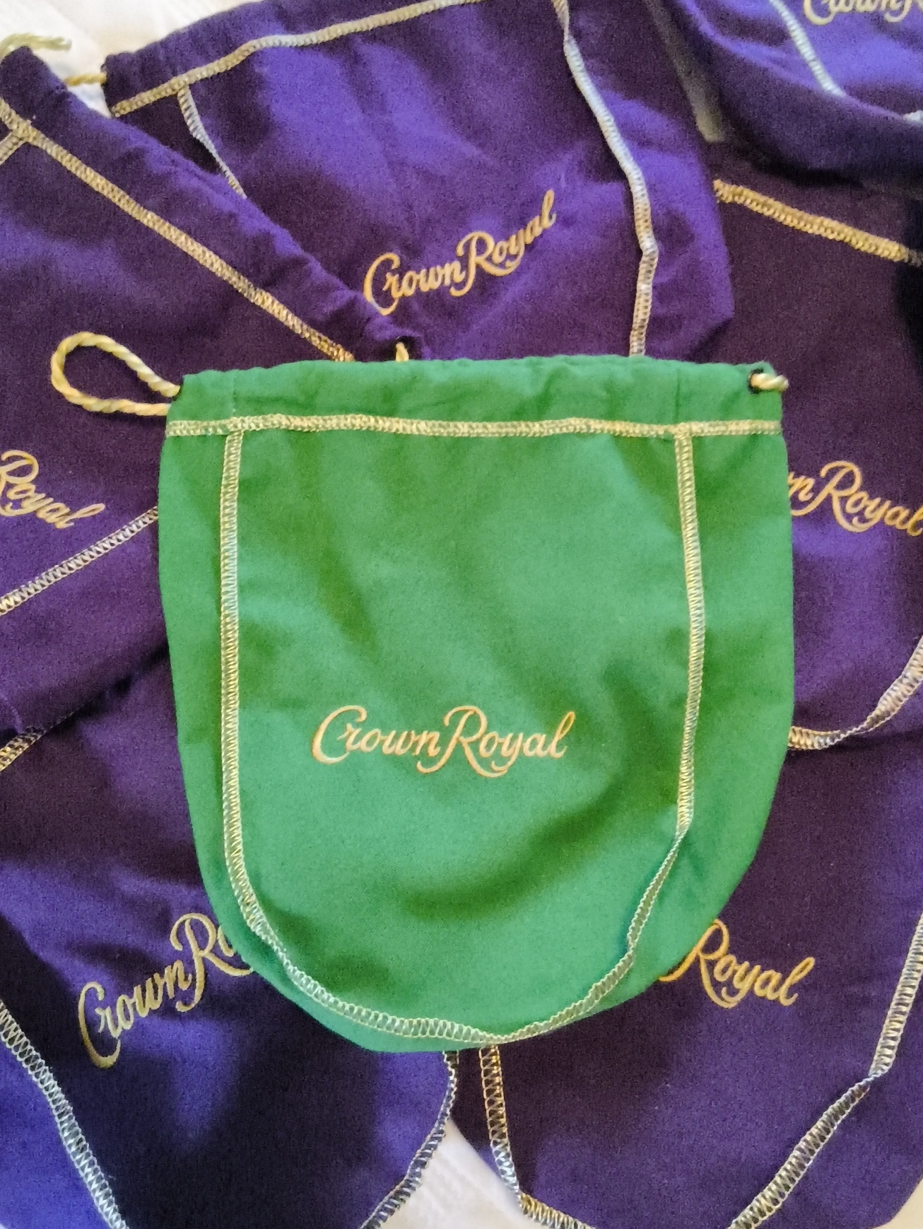 Green Velvet Drawstring Pouch